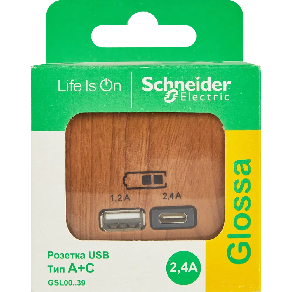 Розетка USB A+С встраиваемая Systeme Electric Glossa цвет дуб STLM-2124243 - Вид №4