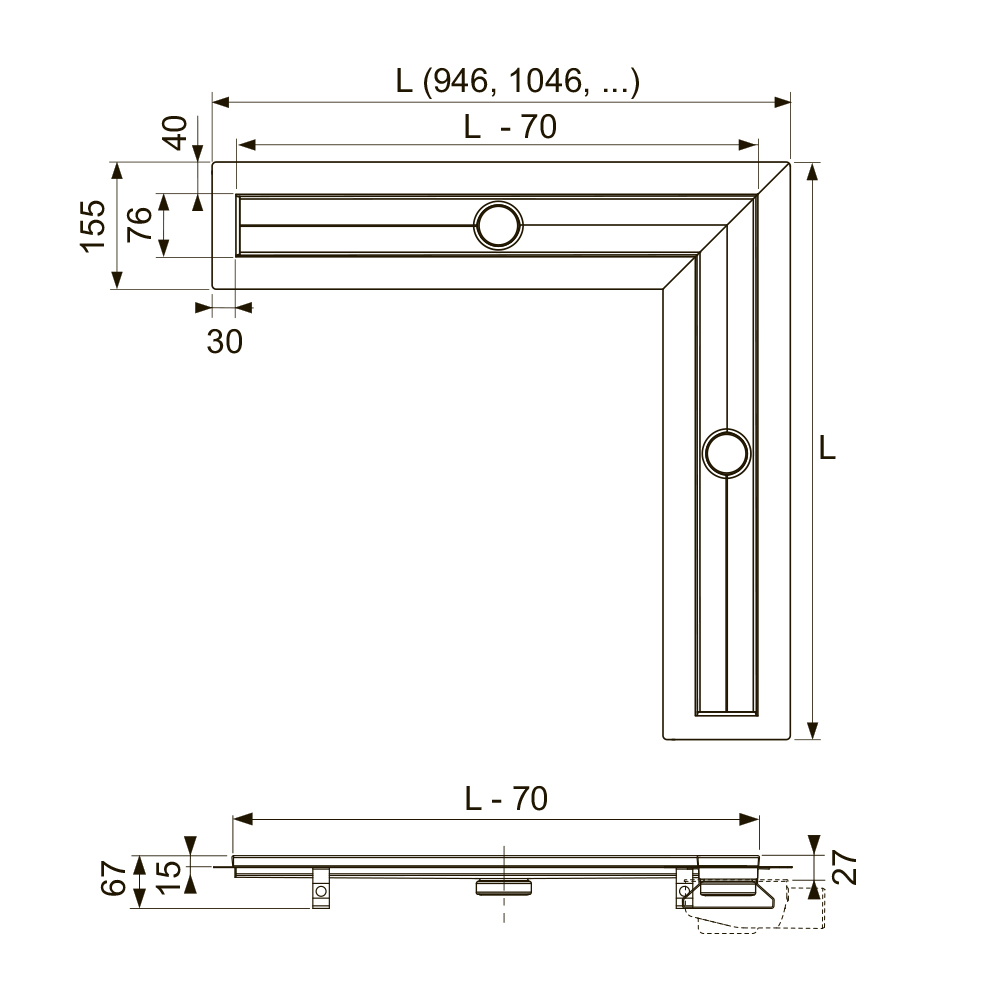 611200 Угловой канал Tece TECEdrainline - Вид №1