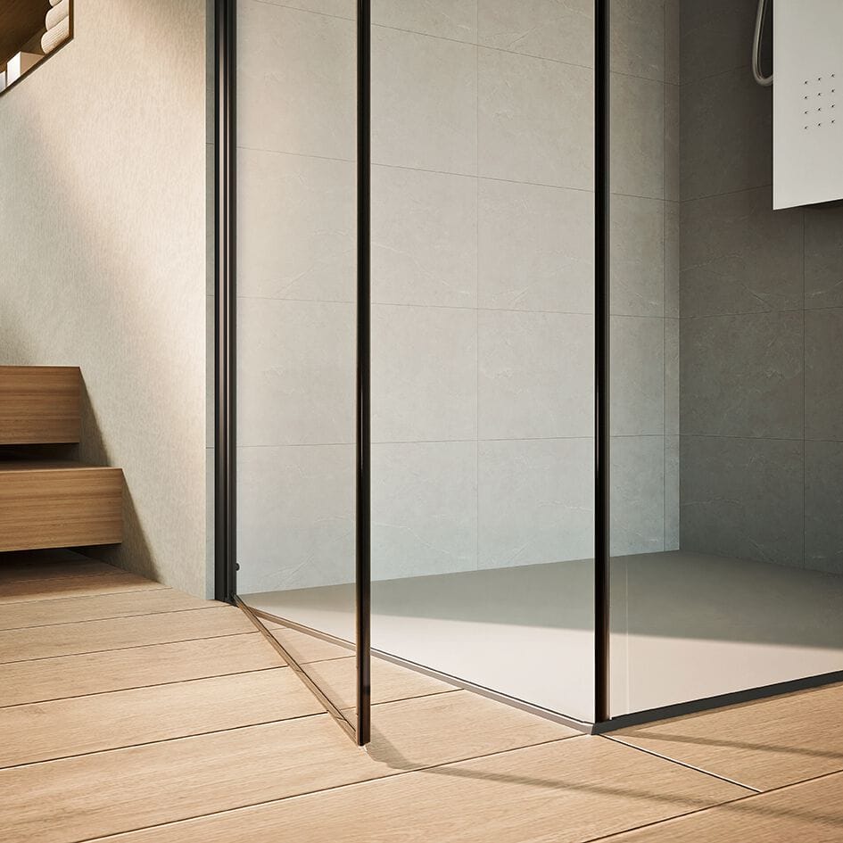 Стеклянная угловая душевая кабина с распашной дверью Gruppo Geromin Time Swing Plus ARCH-00041817 - Вид №1