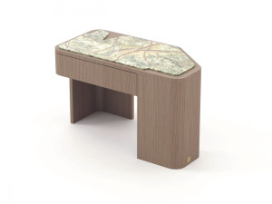 Деревянная тумбочка с ящиками и каменной столешницей