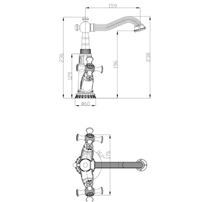 Zorg A 7010U-BR смеситель для умывальника Смеситель для кухни Zorg 159 х 238 мм  - Вид №2