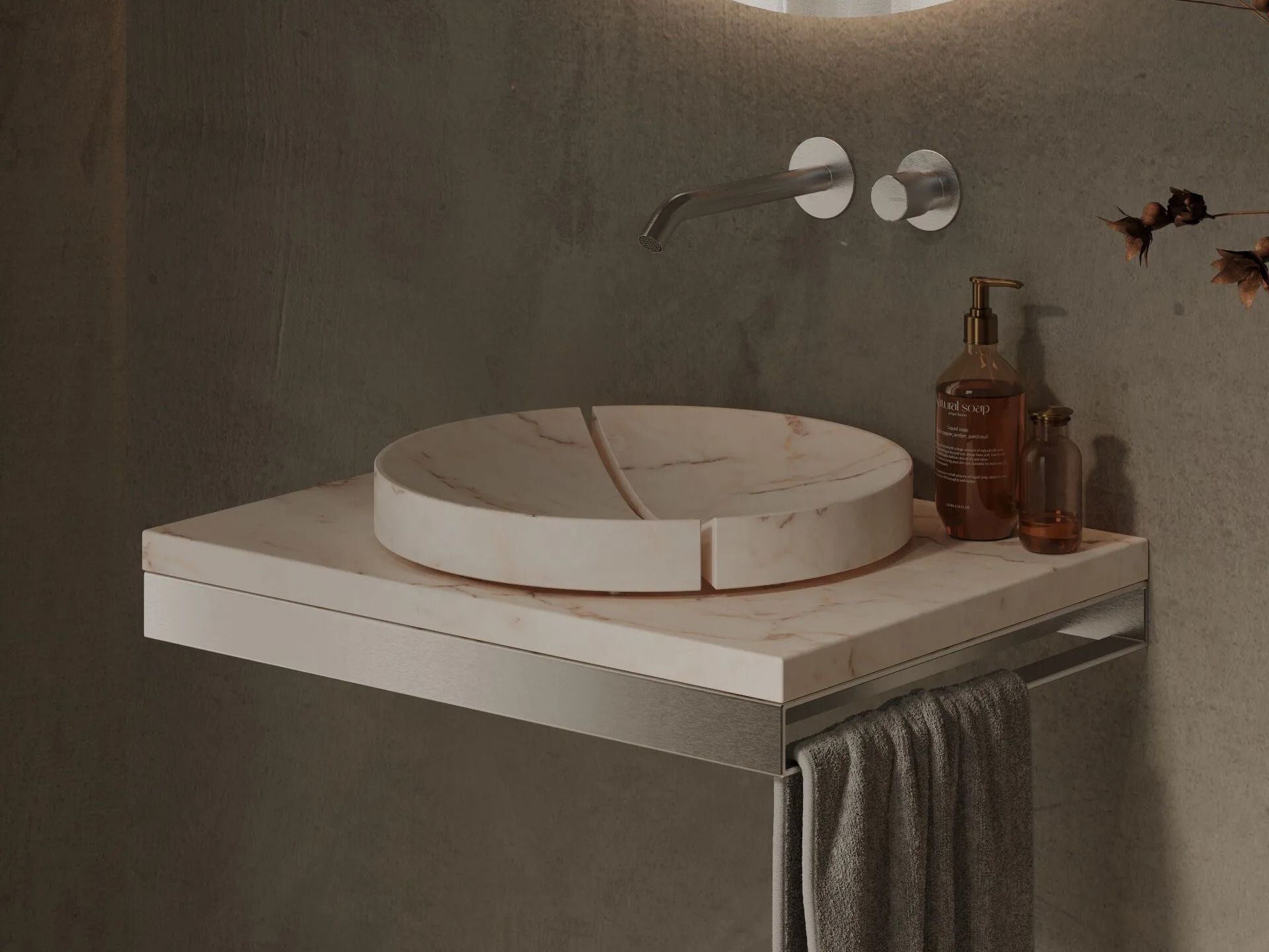 Мраморная столешница круглый умывальник Maami Home VIÇOSA ARCH-00082161