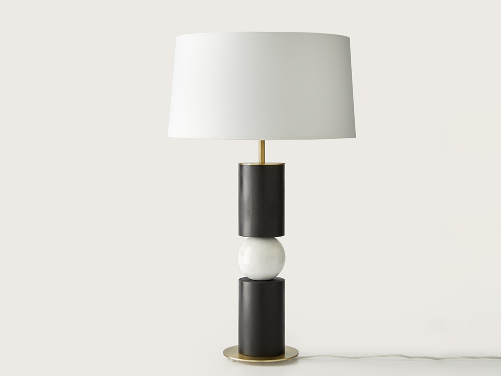 100680 Настольная лампа золото/черное дерево/белый мрамор + белый абажур Aromas del Campo Alda