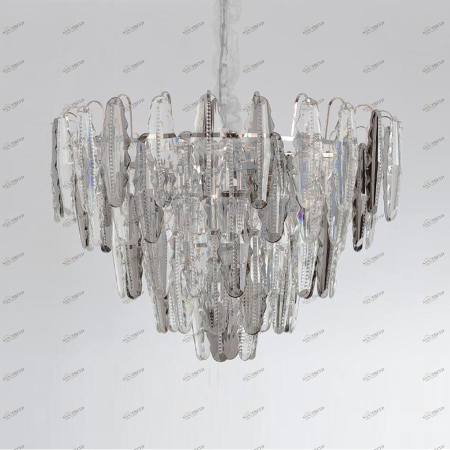 Люстра стеклянная 35х60 см прозрачная Chrome Delight Collection 85212 DELIGHT COLLECTION ДИЗАЙНЕРСКИЕ 00-3883176 Прозрачный;серебро 