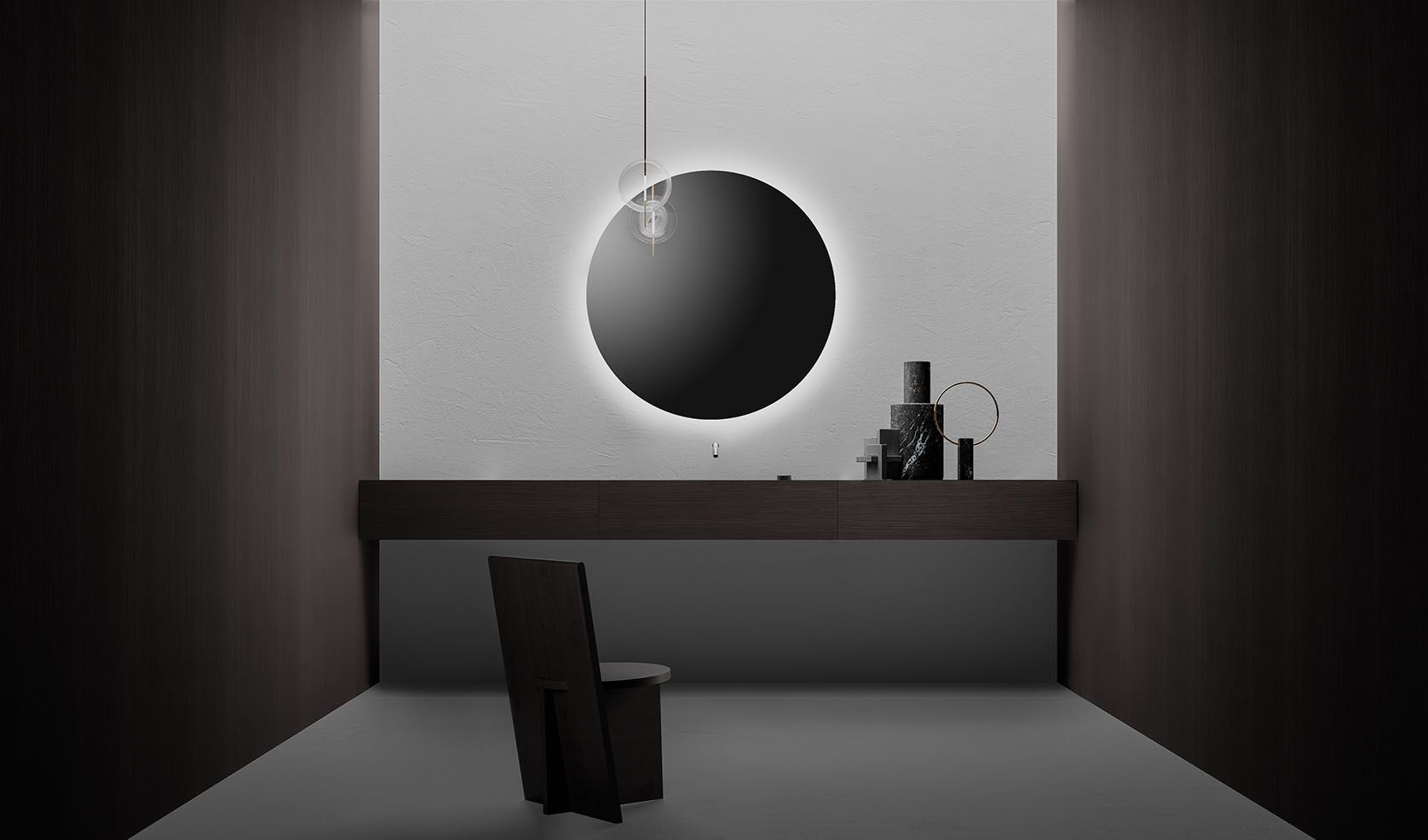 Шкаф для раковины из черного мрамора Marquina со встроенной раковиной Falper Minimum ARCH-00018250