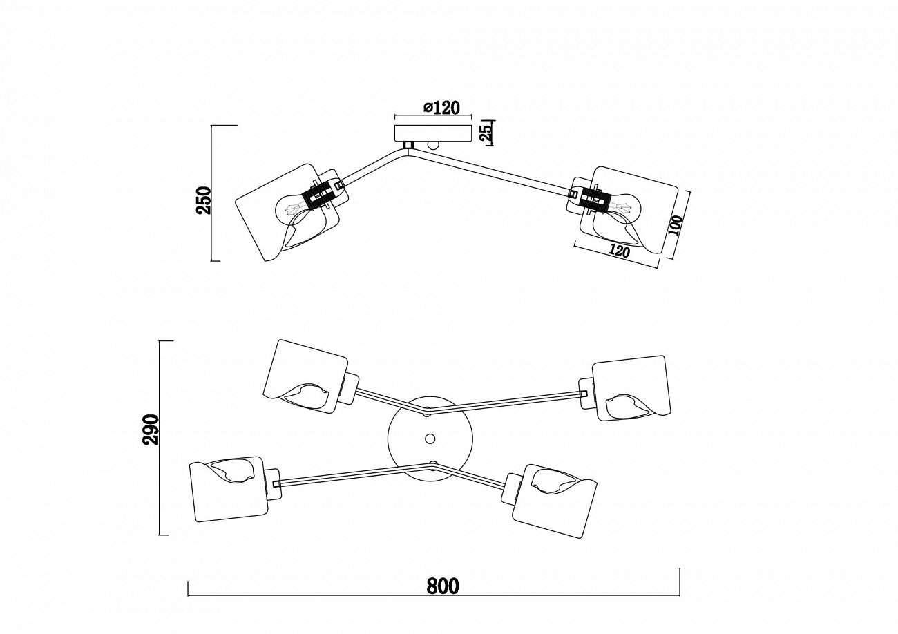 Светильник подвесной с 4 стеклянными плафонами матовое золото Isabella FR5095CL-04G FREYA MODERN 00-3957019 Золото - Вид №1