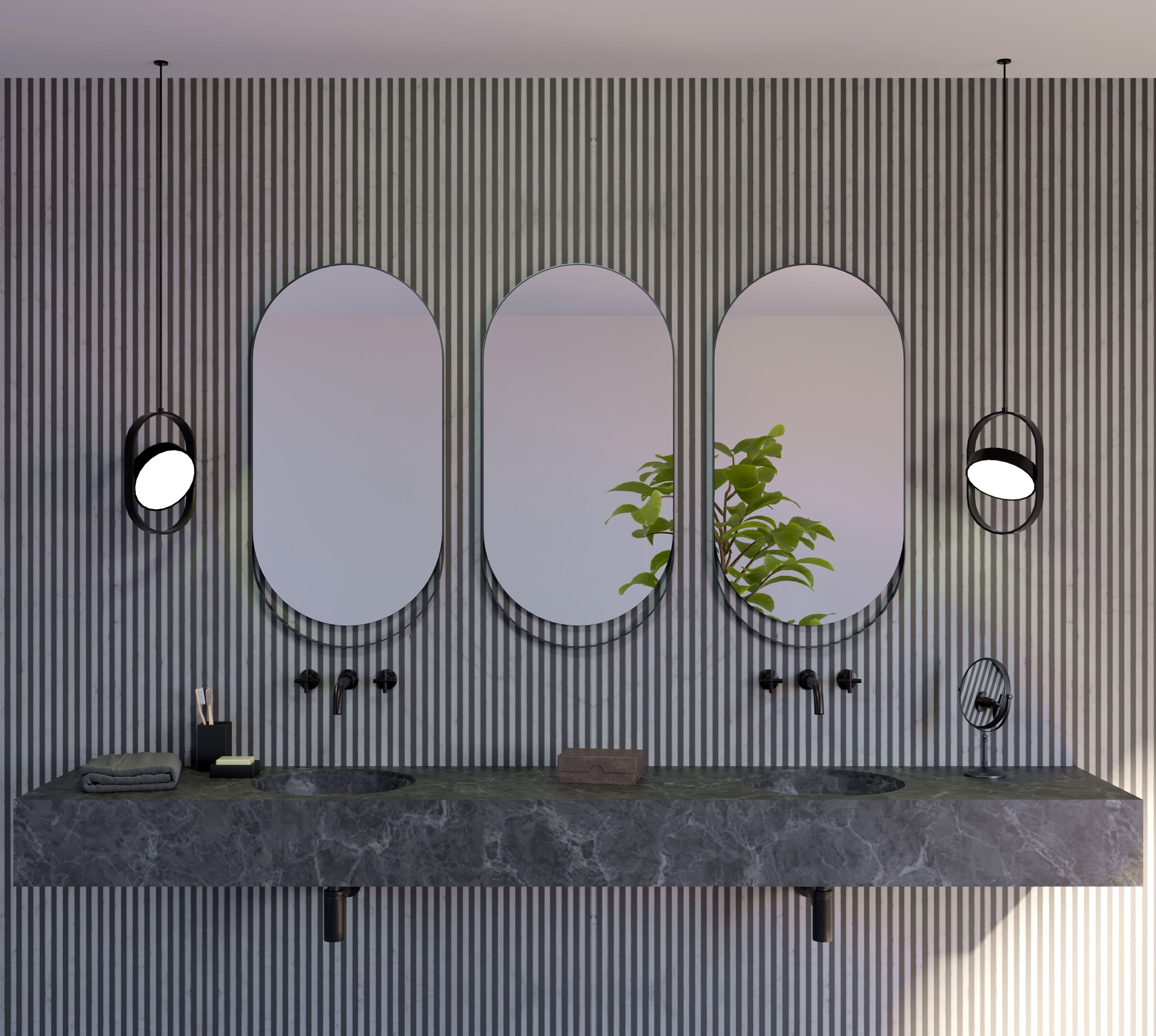 Настенное металлическое овальное зеркало с контейнером DDL TAMAGO WALL ARCH-00005228 - Вид №1