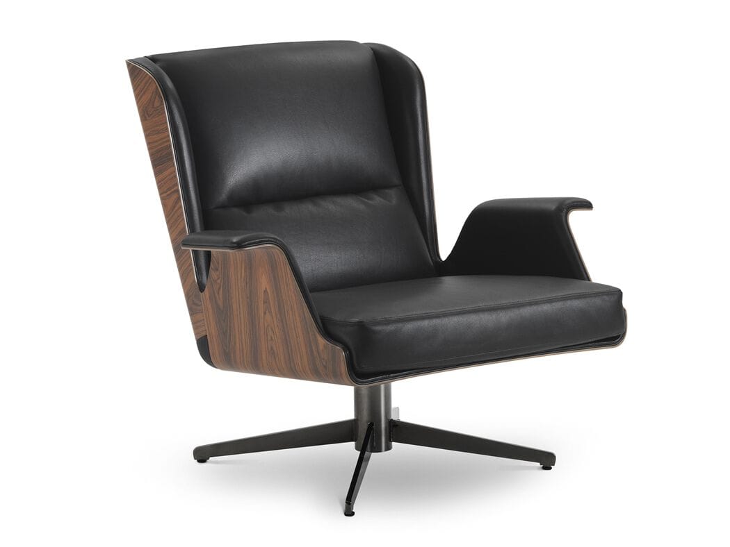 Кожаное и деревянное вращающееся кресло с подлокотниками i 4 Mariani ARCH-00023737