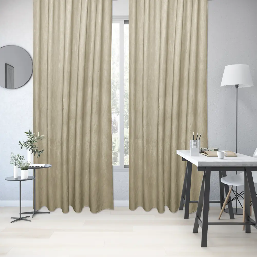 Штора на ленте Inspire Adler 200x280 см цвет серый-бежевый 88935283 STLM-2098986 