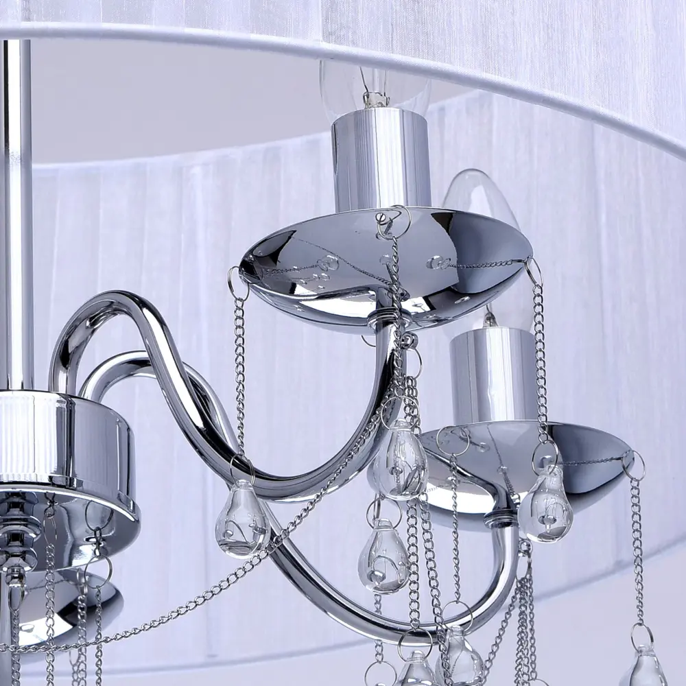 Люстра Нора 5xE14x60 Вт, металл/текстиль, цвет хром/белый MW-Light STLM-2124831 - Вид №6