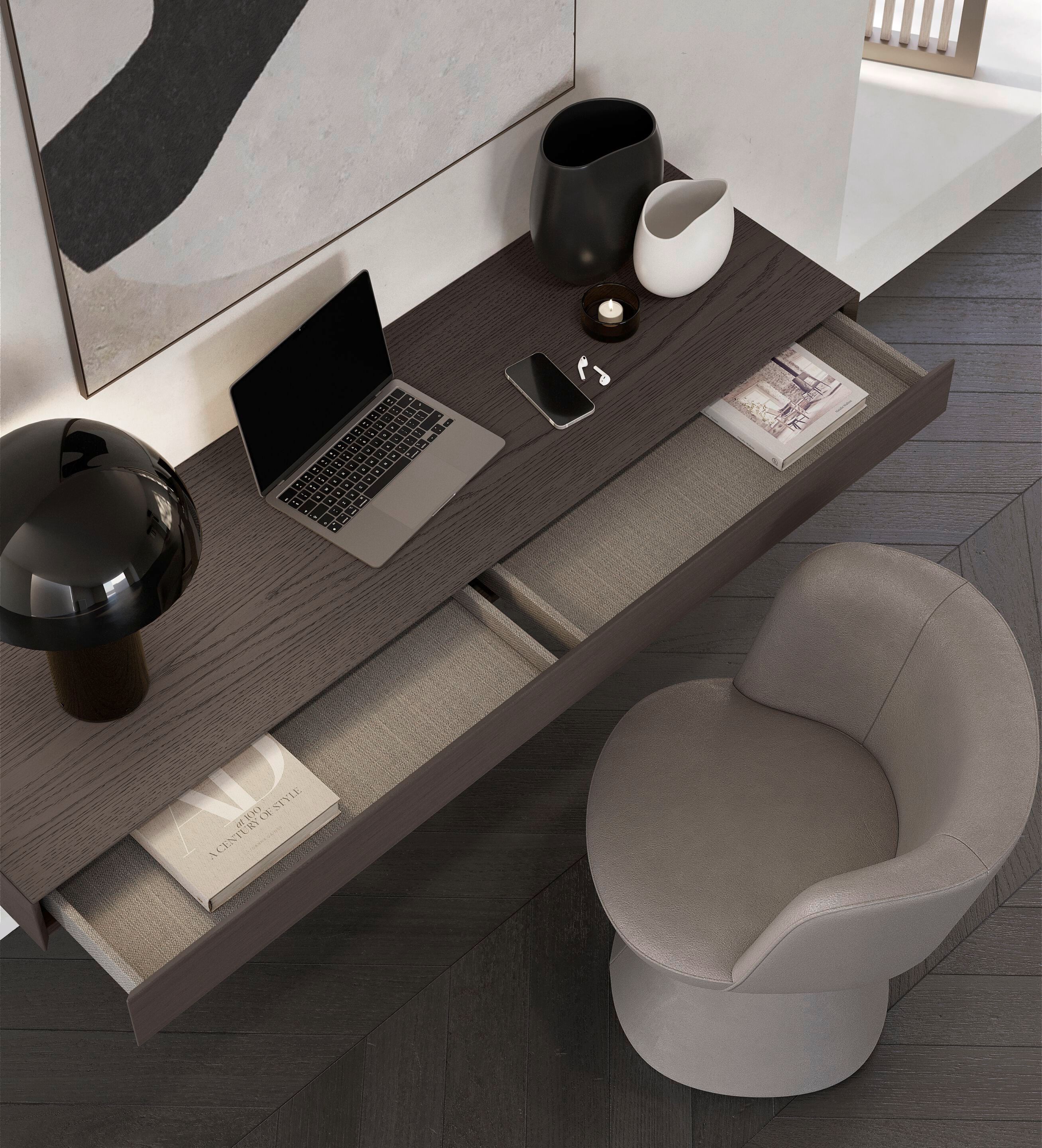 Деревянный подвесной письменный стол с ящиками Olivieri DESK ARCH-00064237 - Вид №1