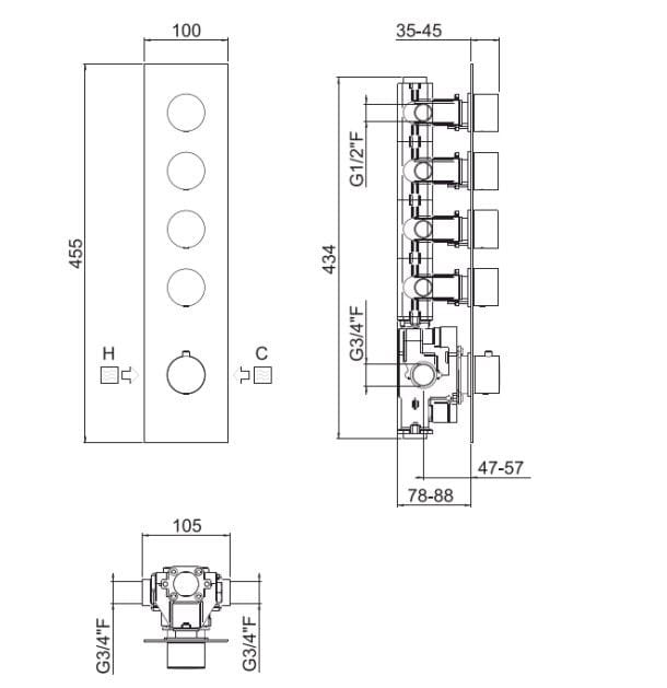 Встраиваемый термостатический смеситель для душа с пластиной CARIMALI ilTondo ARCH-00139965 - Вид №2