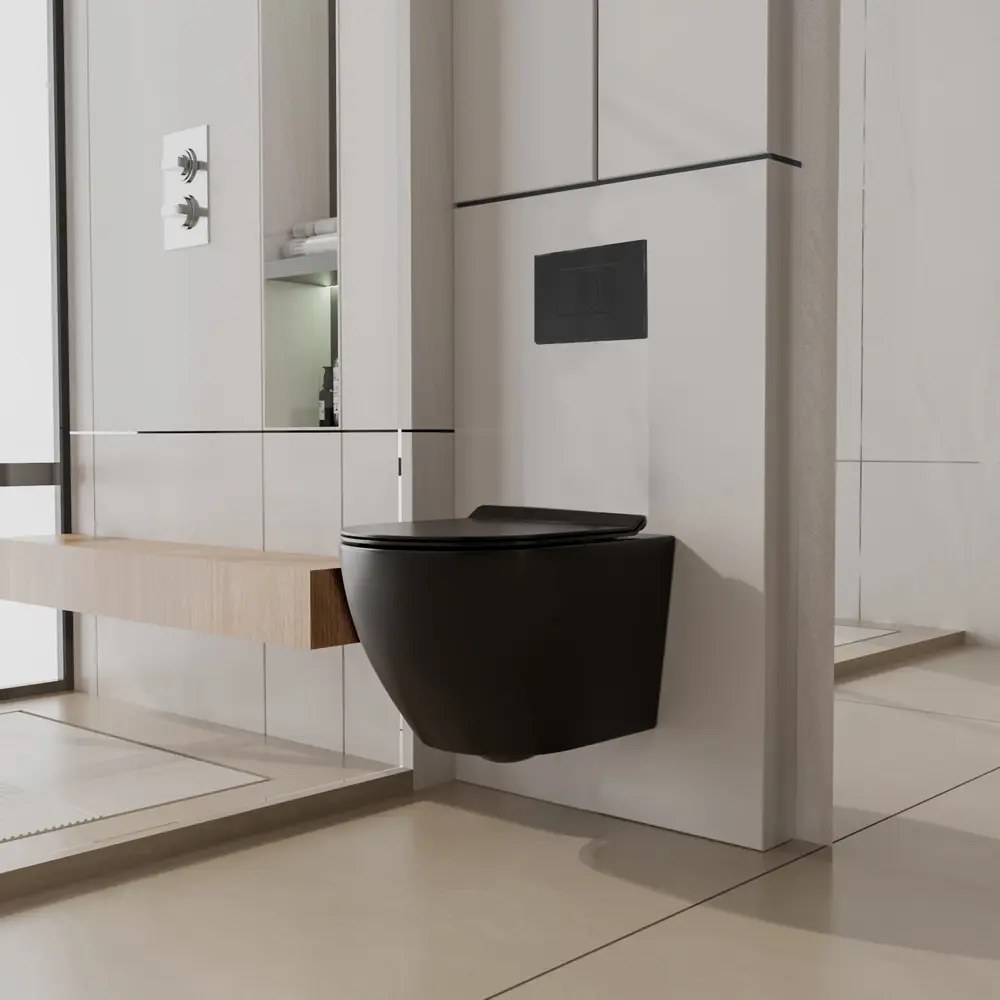 Комплект инсталляция с унитазом Culto Dufi с кнопкой цвет черный матовый STLM-2179120 - Вид №6