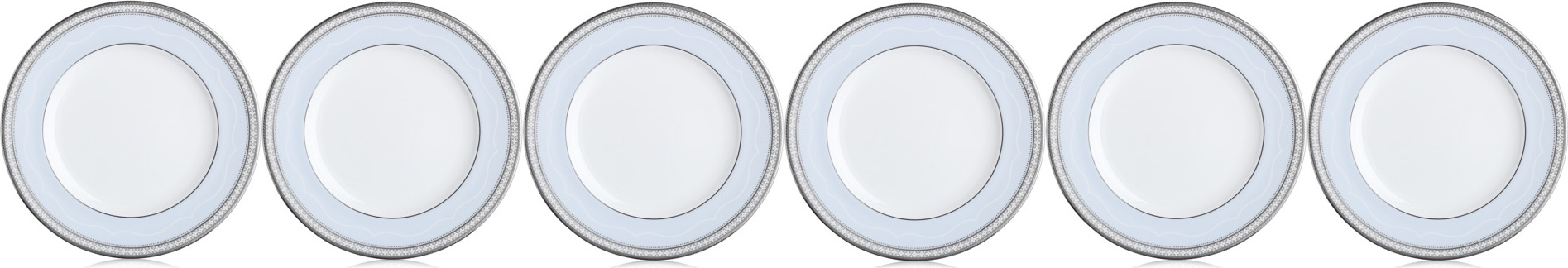 10651597 Noritake Набор из 6 тарелок закусочных Noritake "Трефолио,платиновый кант" 23см Фарфор костяной 