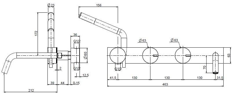 Quadrodesign Смеситель для ванны из нержавеющей стали настенный Q sun-id-1344806 - Вид №3