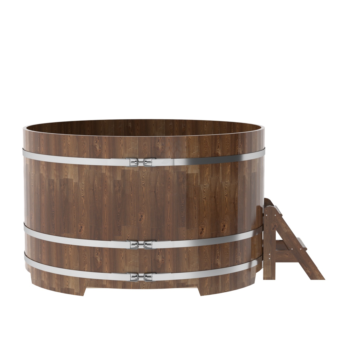 1558 Купель круглая из сращенных ламелей лиственницы d=1,80х1,1 морёная Alyarus  - Вид №2