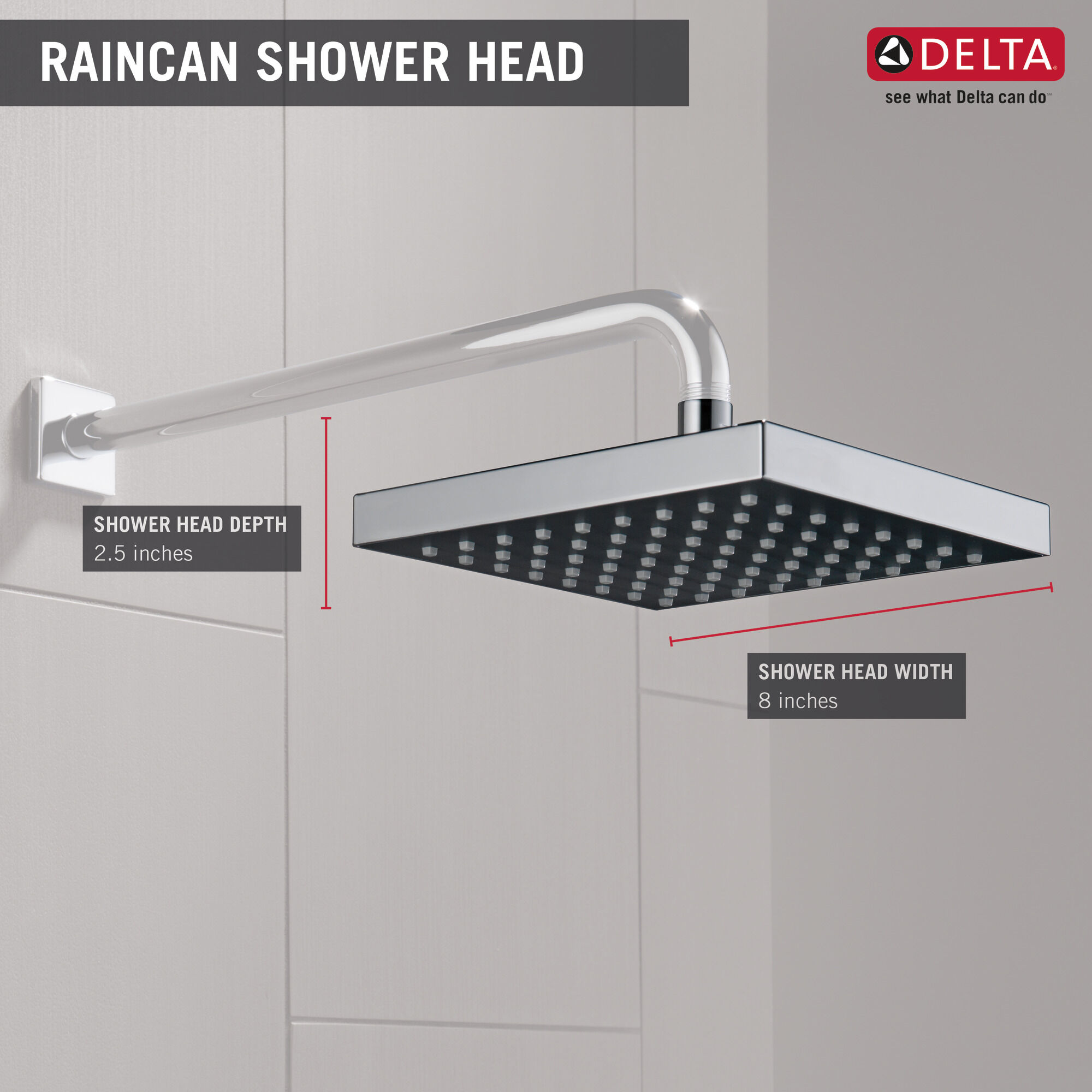 52481-SS Душевая лейка Raincan с одинарной настройкой Delta Faucet Universal Showering Нержавеющая сталь  - Вид №3