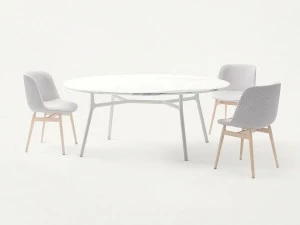 Paola Lenti Круглый обеденный стол из мрамора Nesso B124a