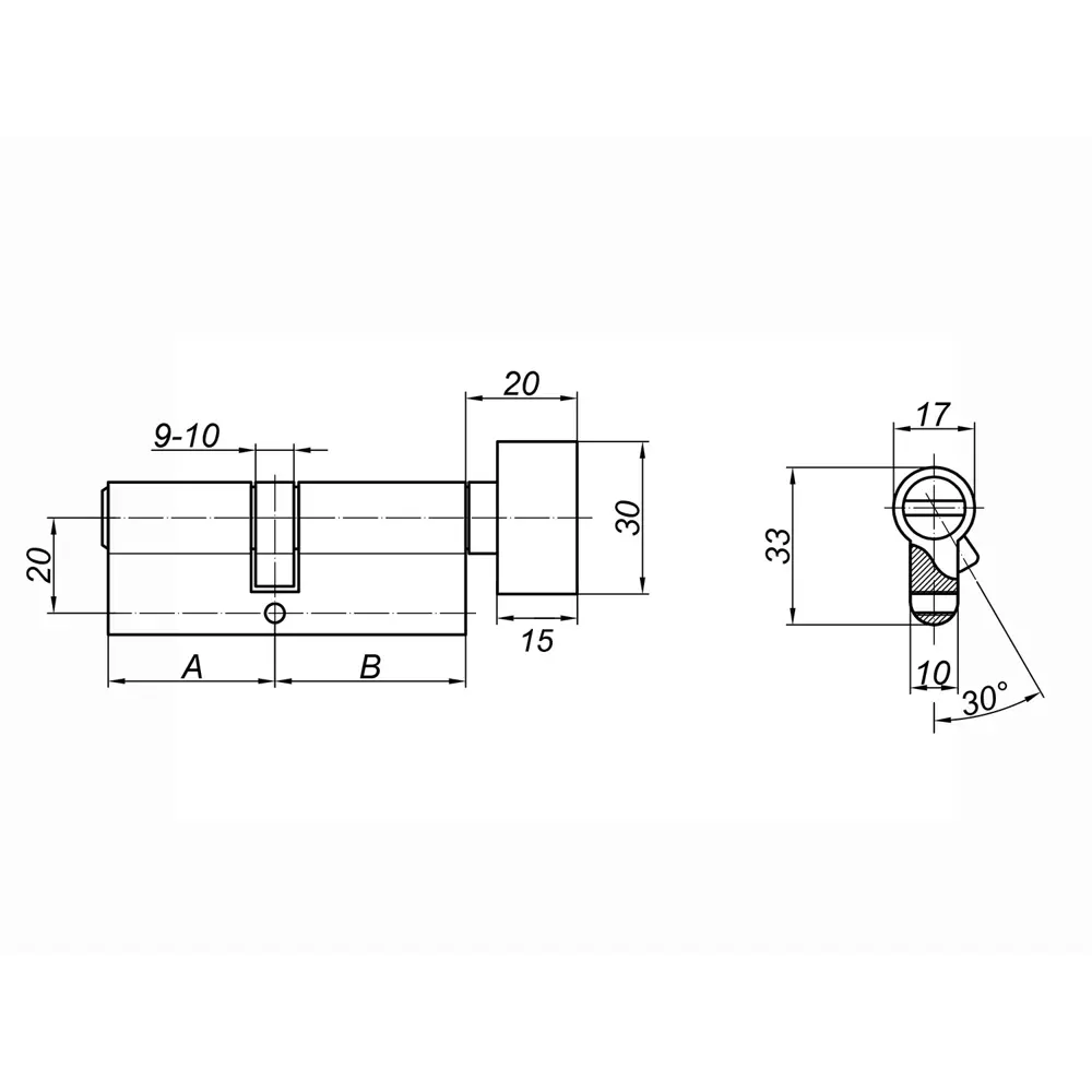 Цилиндр Palladium, 30x40 мм, ключ/вертушка, цвет золото STLM-2097067 - Вид №3