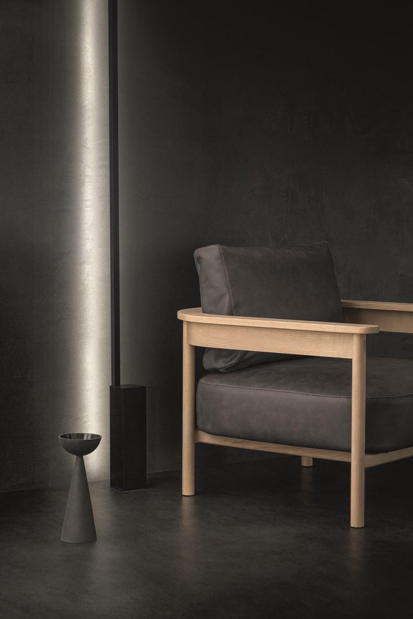 ZANETTE Кресло в коже и структура с дубовыми подлокотниками Hood sun-id-1444969 - Вид №3