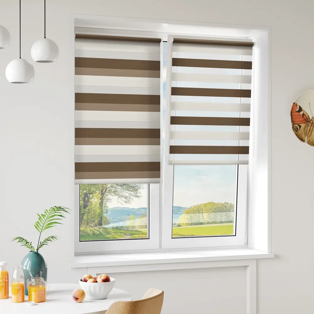 Штора рулонная день-ночь Порто 120x160 см коричневая MIAMOZA STLM-2046232 - Вид №2