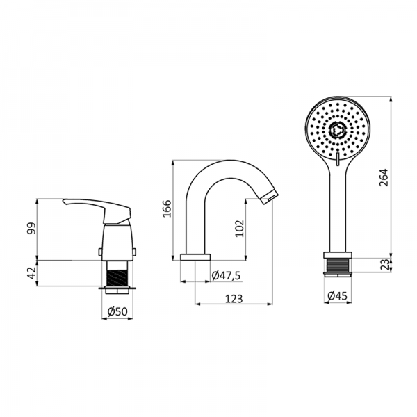 50232500 BASIC Смеситель для ванны для уступа Хром GRB MIXERS  - Вид №1