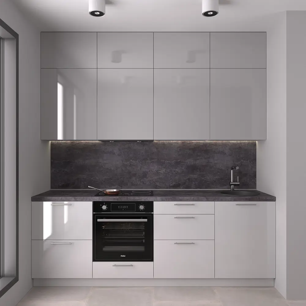 Столешница KONSENSA Бетон темный 80x120x3.8 см ДСП цвет серый ДСП Прямой угол STLM-2050314 - Вид №6