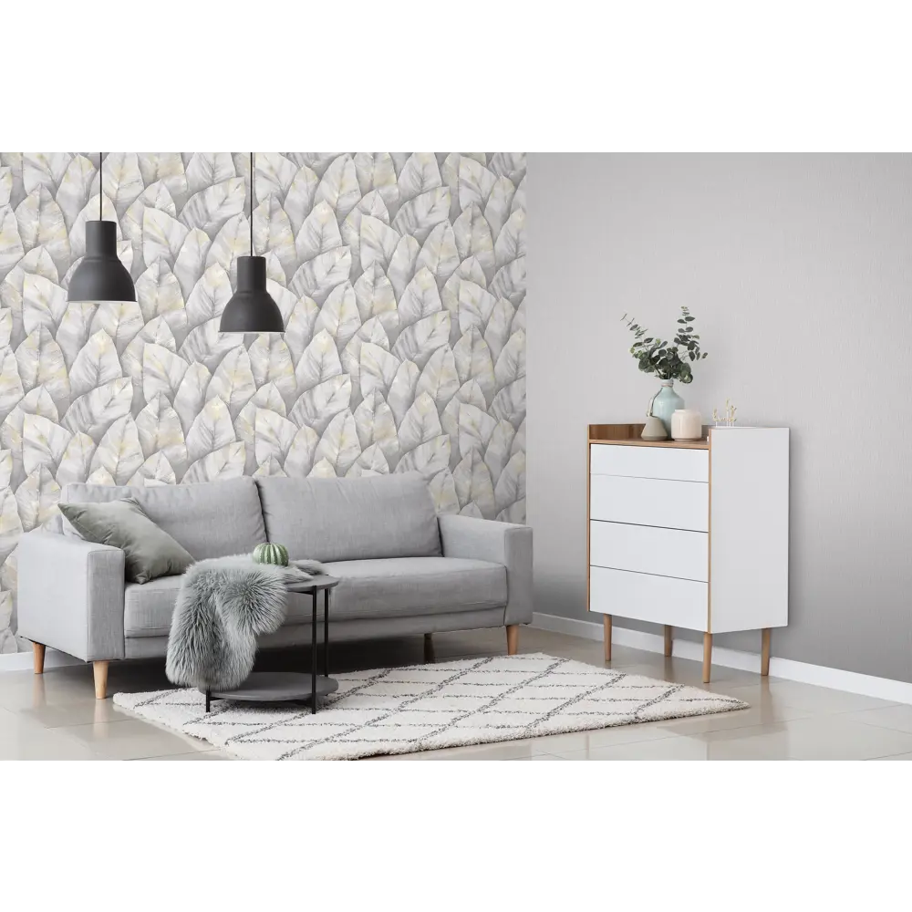 ATELIERO Lagun - флизелиновые обои серые с растительным узором 89395969 STLM-1575458 - Вид №5