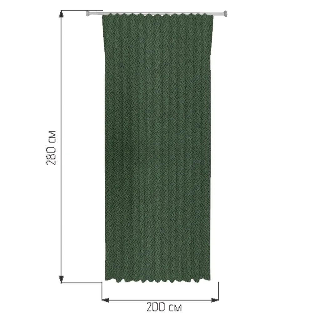 Штора на ленте со скрытыми петлями 200x280 см цвет зеленый 89400585 STLM-2152679 WITERRA  - Вид №2