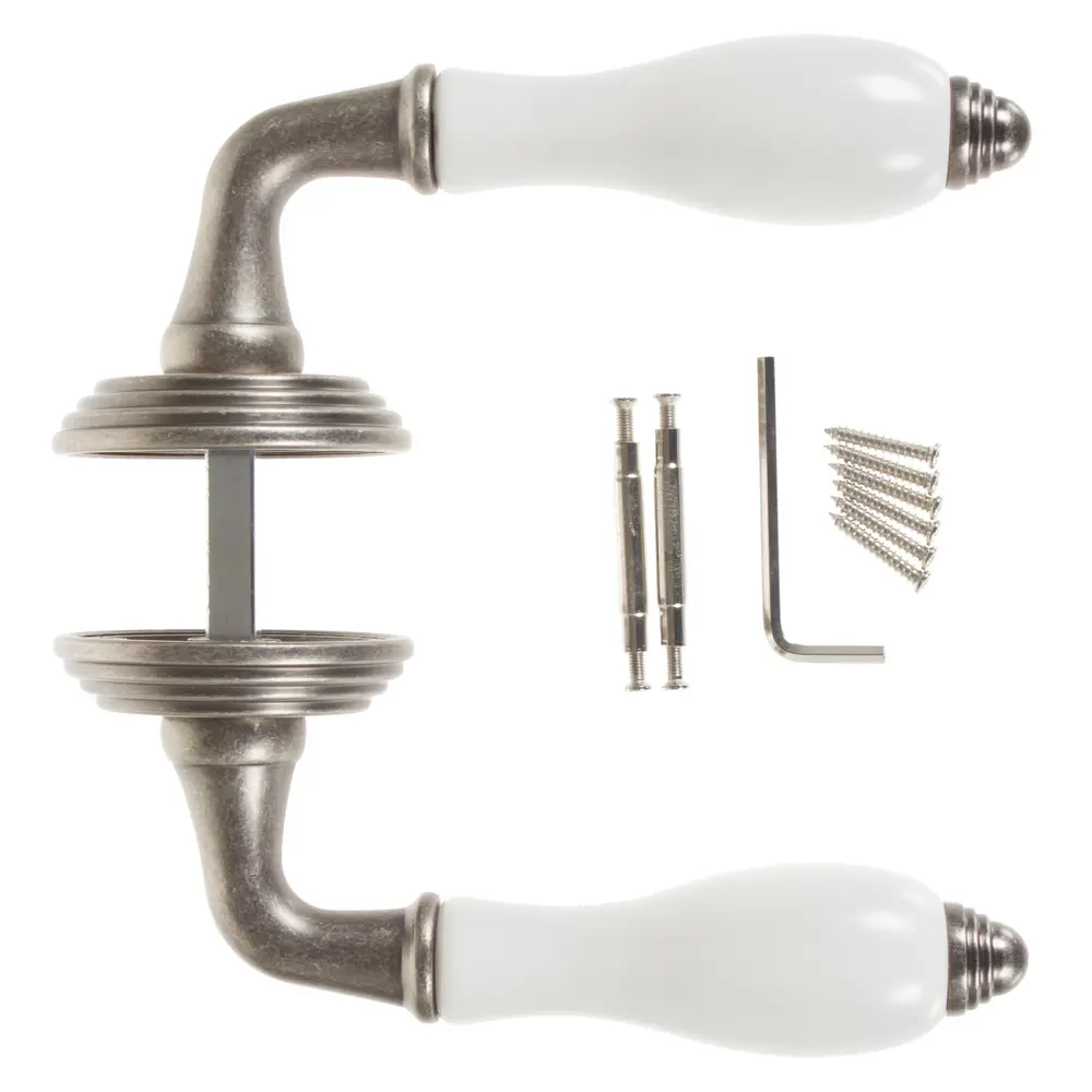 Ручки дверные на розетке EDS-V214 ЦАМ никелированное покрытие цвет серебро EDSON STLM-2187628 - Вид №3