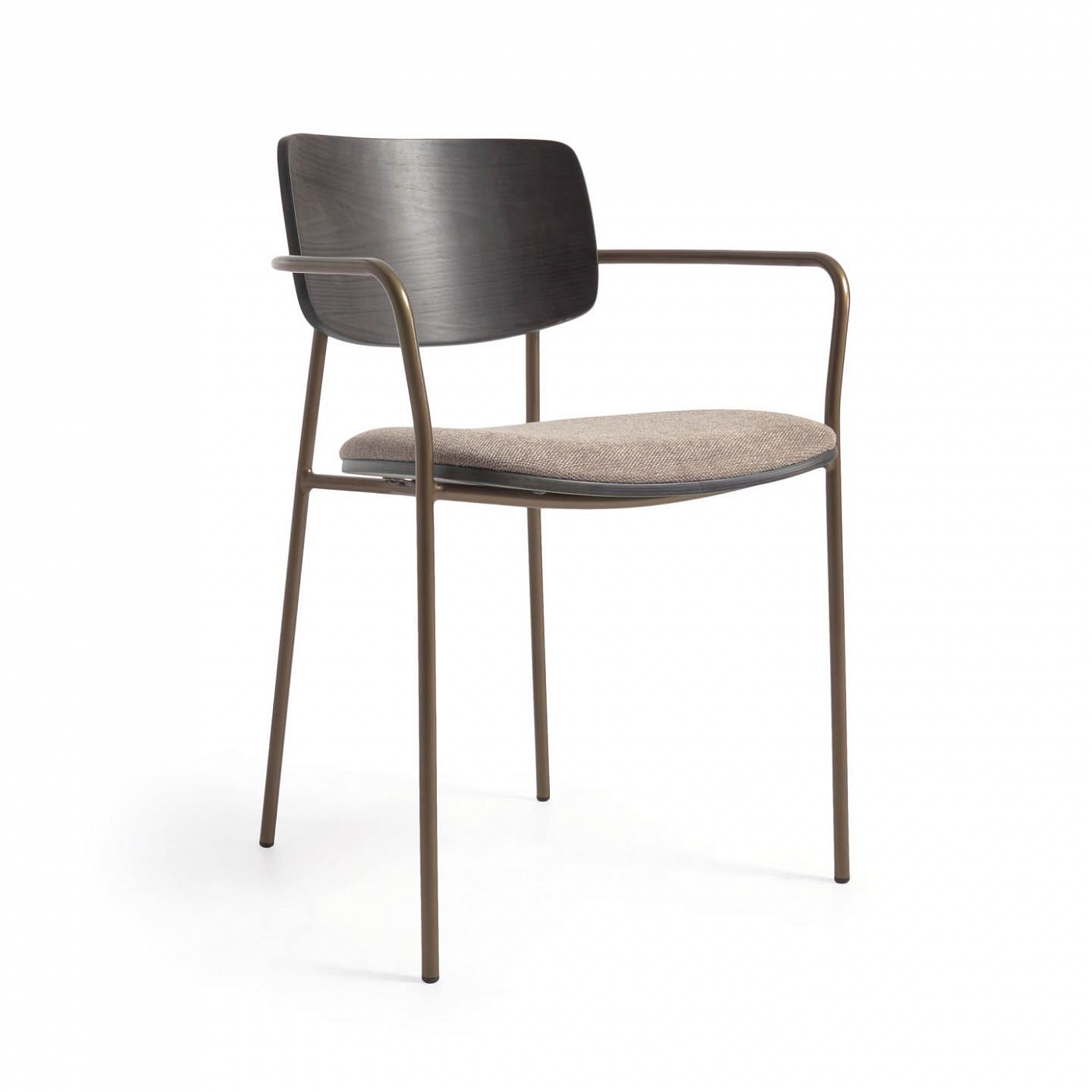 108297 Стул ясеневый шпон в темной отделке и металл с отделкой из латуни La Forma Maureen  - Вид №5