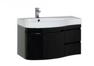 Тумба с раковиной Aquanet Сопрано 95 L черный (3 ящика)