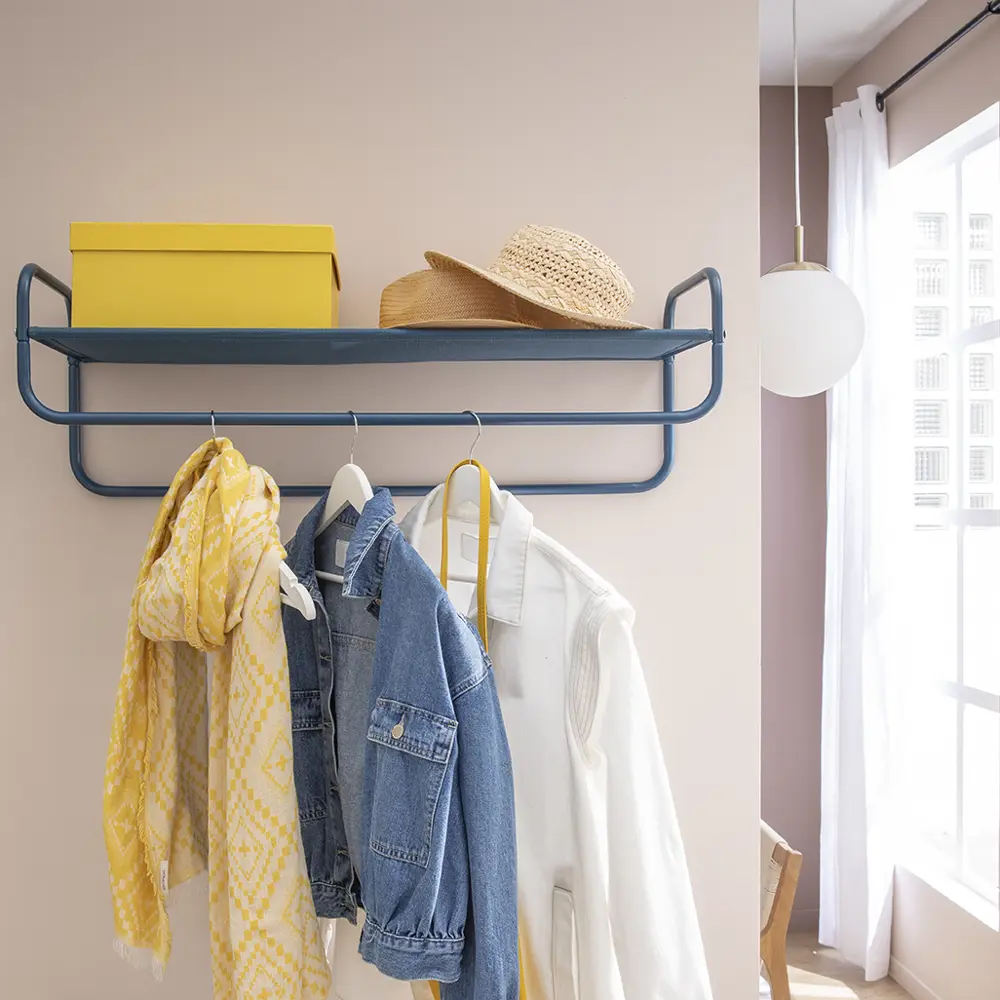 Полка для прихожей Spaceo 90x30x30 см металл цвет синий STLM-2166059