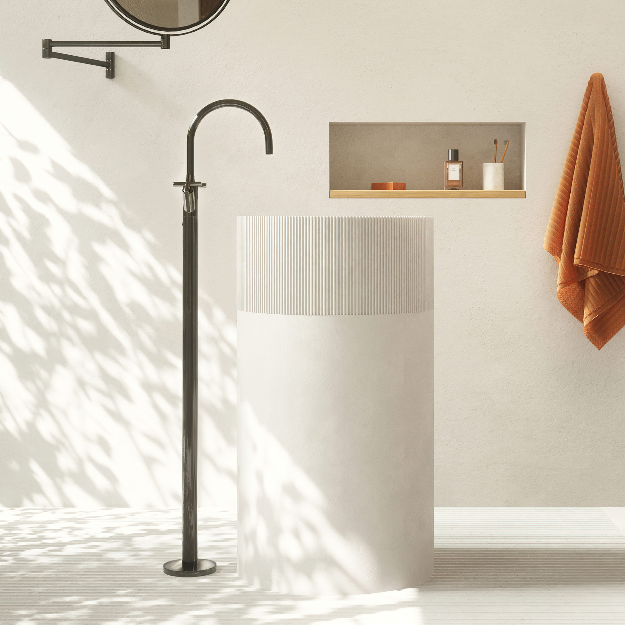 TARA Смеситель для раковины, на одно отверстие, со стояком, без донного клапана - Шампанское (Золото 22 карата) DornBracht 22585892-47 - Вид №1