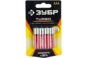 16011009 Щелочная батарейка 1.5 В, тип ААА, 4 шт, Turbo 59211-4C_z01 ЗУБР