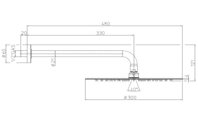 Круглая душевая головка из нержавеющей стали Bossini Tetis ARCH-00100598 - Вид №2