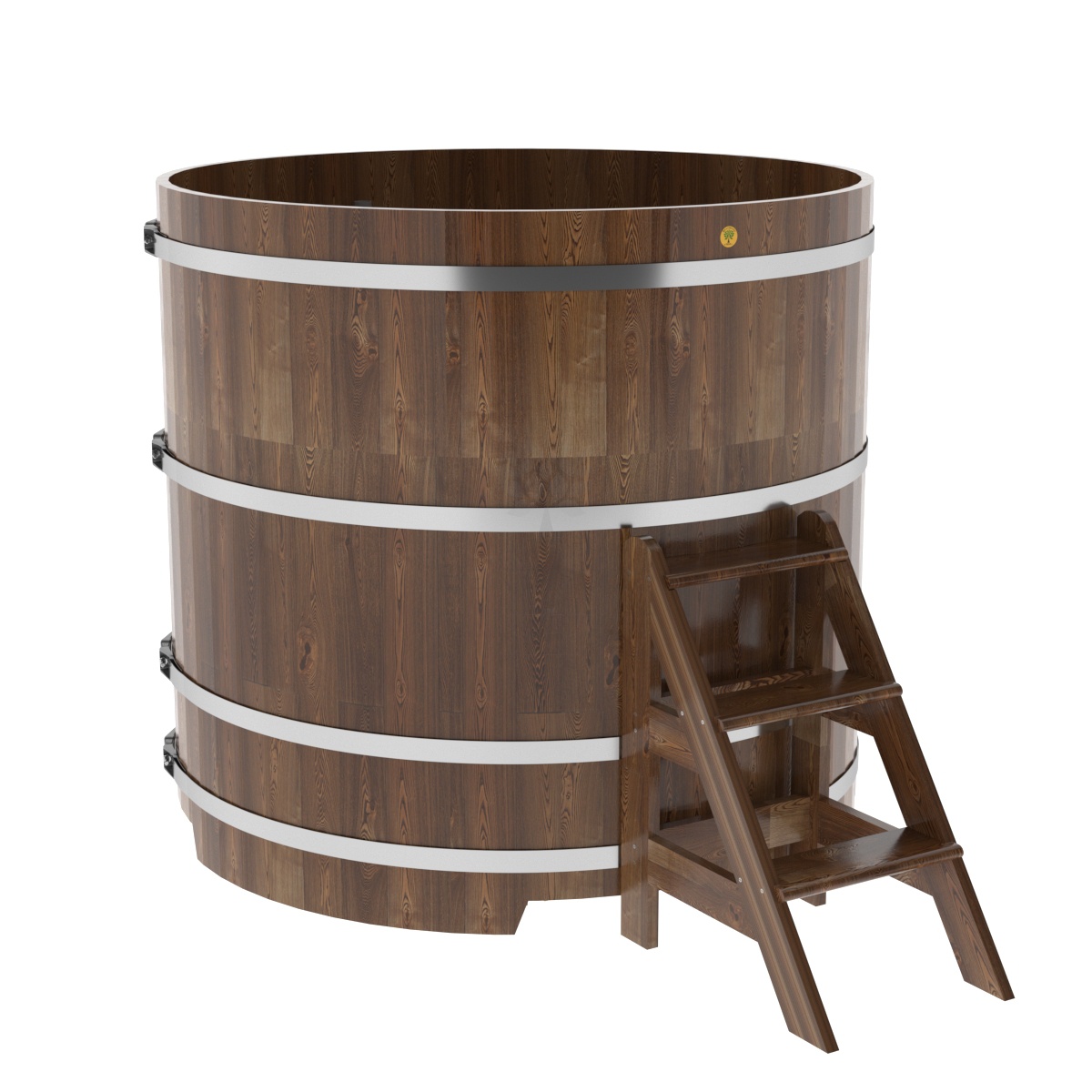 1526 Купель круглая из сращенных ламелей лиственницы d=1,50х1,4 морёная Alyarus 