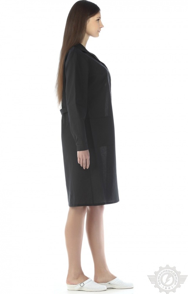 61677 Халат женский темный  Одежда для обслуживающего персонала  размер 52-54/158-164 Спецодежда  - Вид №4