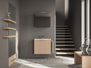 Подвесной шкаф для белья с зеркалом