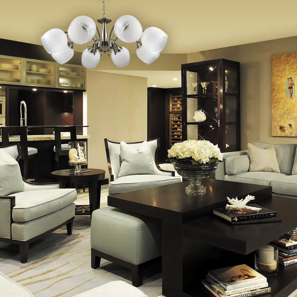 Люстра подвесная «Сезам» КС30069/8Р, 8 ламп, 24 м², цвет белый/бронза КЛЮЧНИК STLM-2026423 - Вид №1