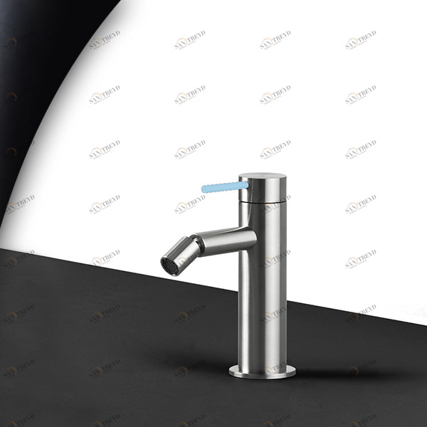 Смеситель для биде сталь матовая с голубой ручкой Toki Radomonte TKI4SCIL17