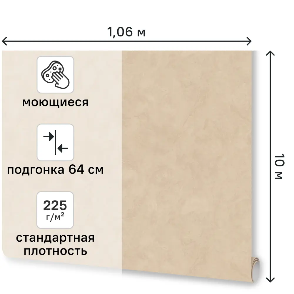 Обои флизелиновые Euro Decor Meadow темно-бежевые 1.06 м ED7327-16 89441566 STLM-2147976 - Вид №1