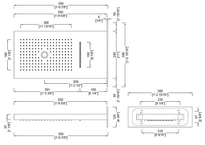 RIFRA Настенная лейка для душа с водопадом, дождем и хромотерапией  2200201/2  - Вид №1