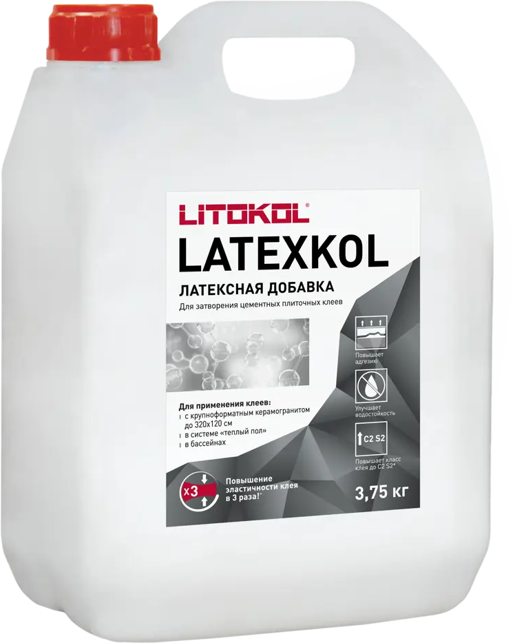 Litokol Latexkol - полимерная добавка для цементных клеев 3.75 кг 13423563