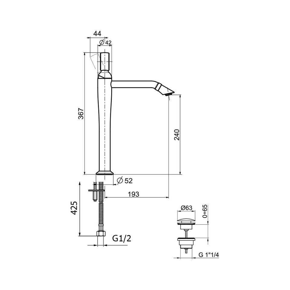 OA830402560 Смеситель для раковины , черный Webert Opera - Вид №1