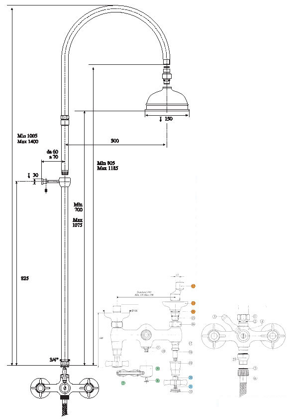 66092018D150 Душевая система Bandini Old England Santreyd - Вид №1