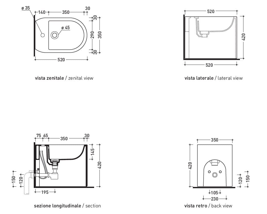 Напольное керамическое биде Ceramica Flaminia Astra ARCH-00056589 - Вид №6