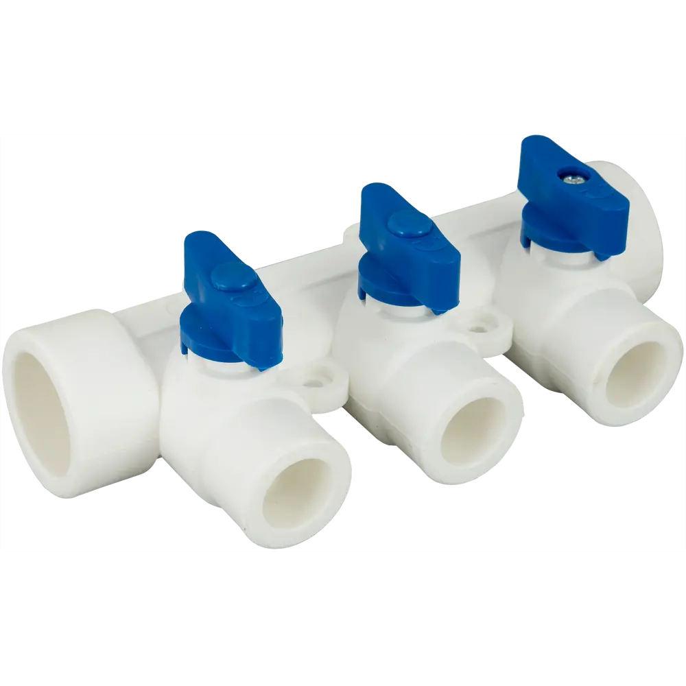 Коллектор на 3 выхода с кранами 32x20 мм полипропилен РВК STLM-2027924