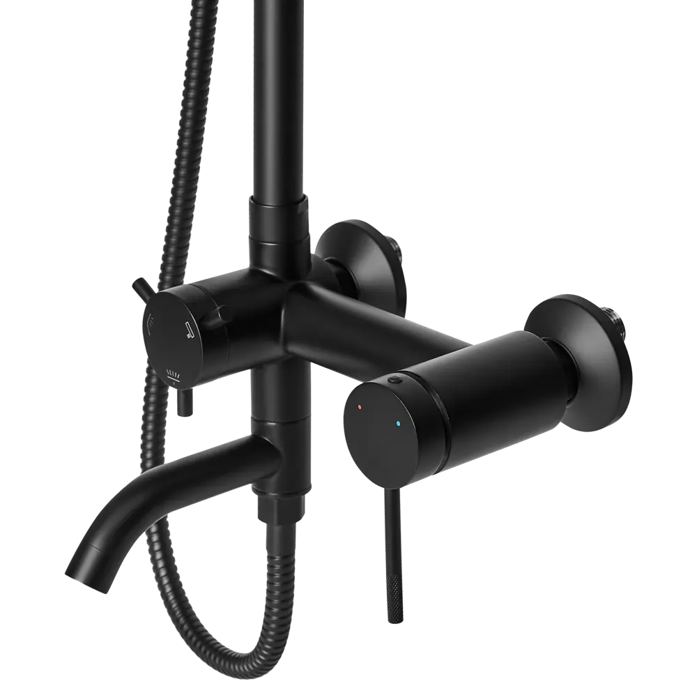 Душевая стойка для ванной с смешанным креплением Терни KONSENSA черный STLM-2151722 - Вид №2