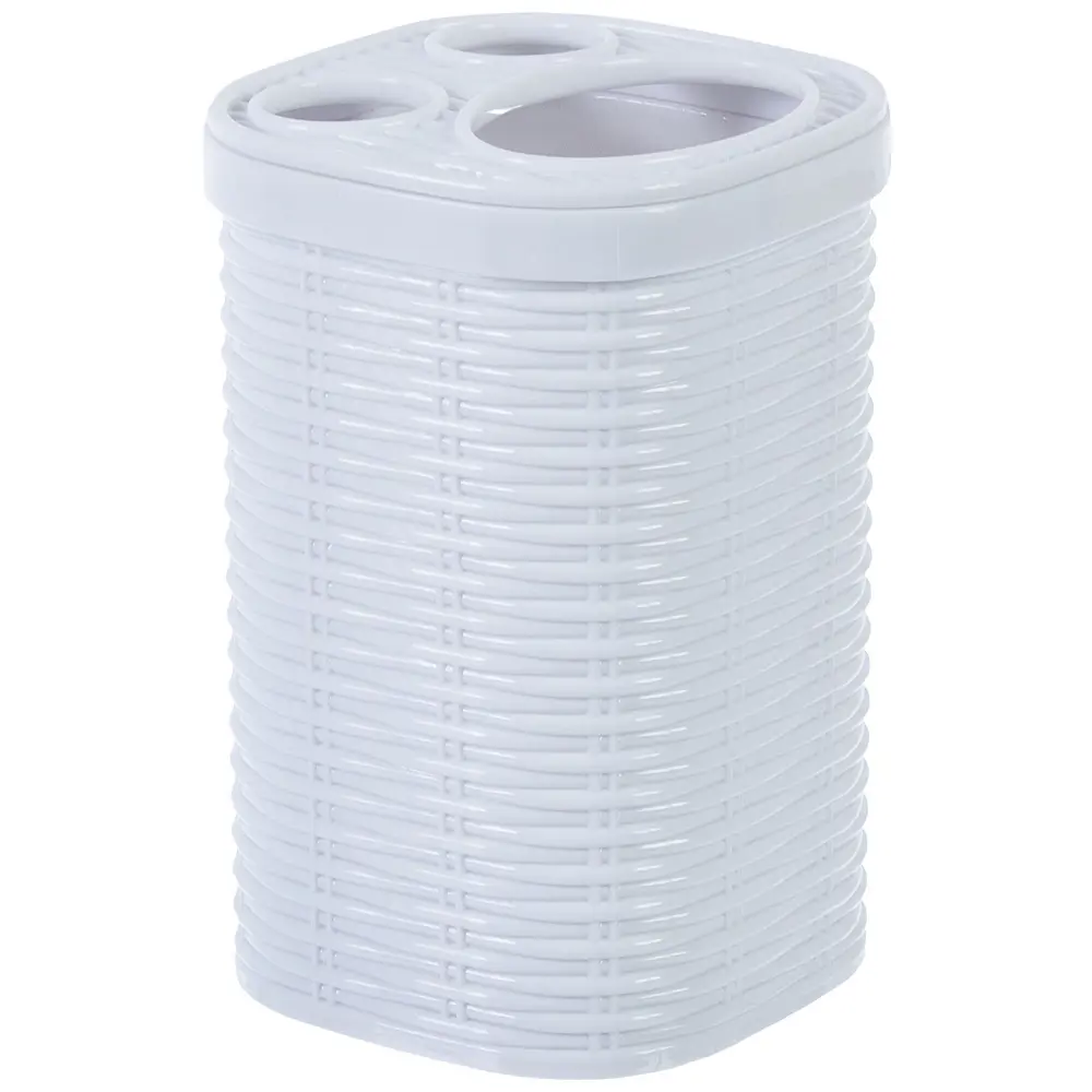 Стакан для зубных щёток настольный Swensa «Rotang» пластиковый цвет белый STLM-2176714